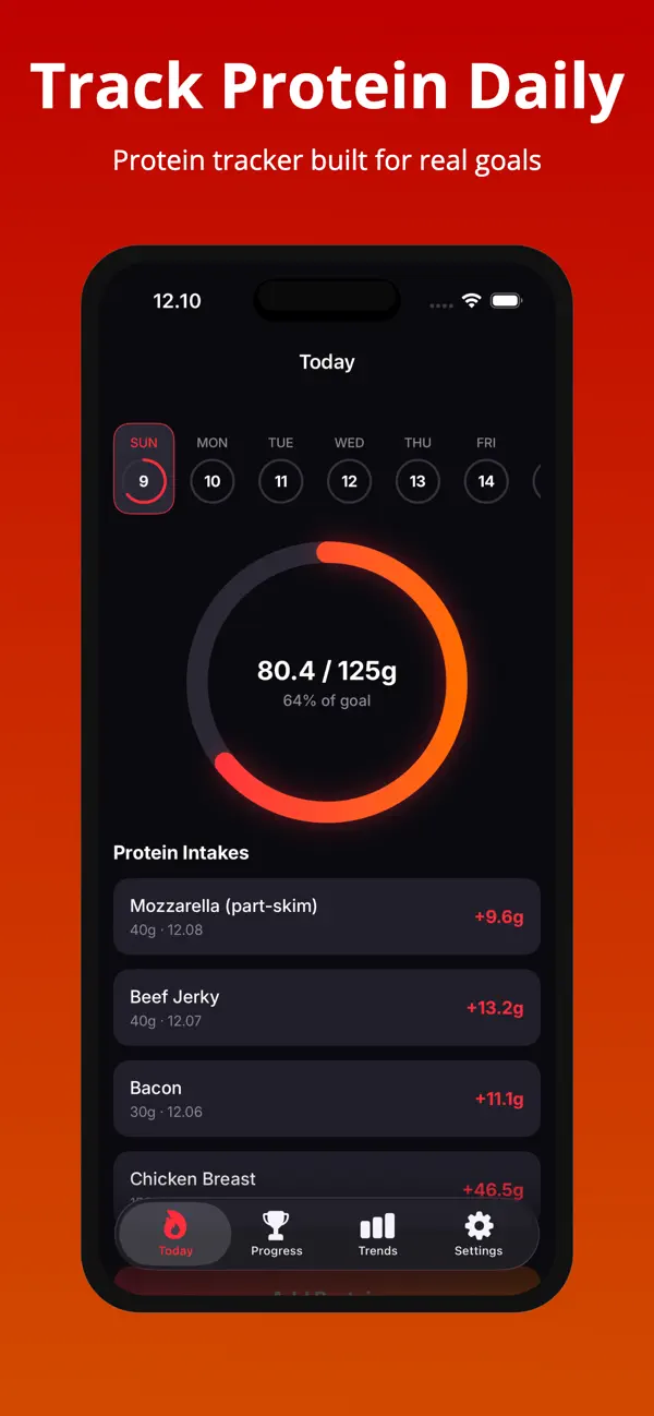 Protein Tracker AI daily protein goal and food log screen